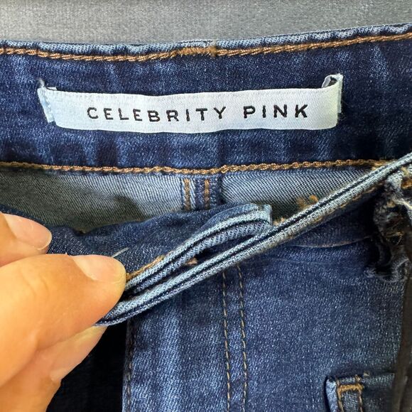 Celebrity Pink Juniors Blue Denim Shorts Size 11/30 Braided‎ Waist Stretch - Picture 8 of 11